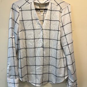 Chic White Grid Pattern Blouse